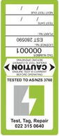 Test Tag Repair compliance tag - TESTED TO AS/NZS 3760